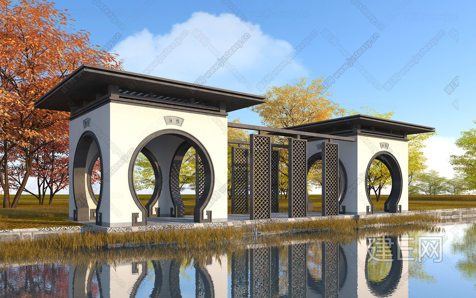 【中式长廊3d模型】建E网_中式长廊3d模型下载[ID:114251347]_打造3d中式长廊模型免费下载平台