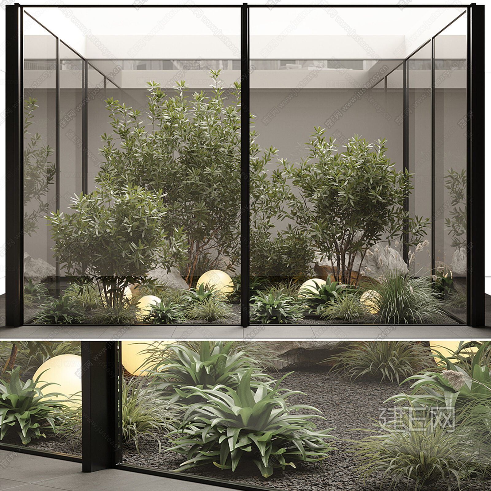 现代室内植物景观小品3d模型下载[ID:115103435]_建e网3d模型