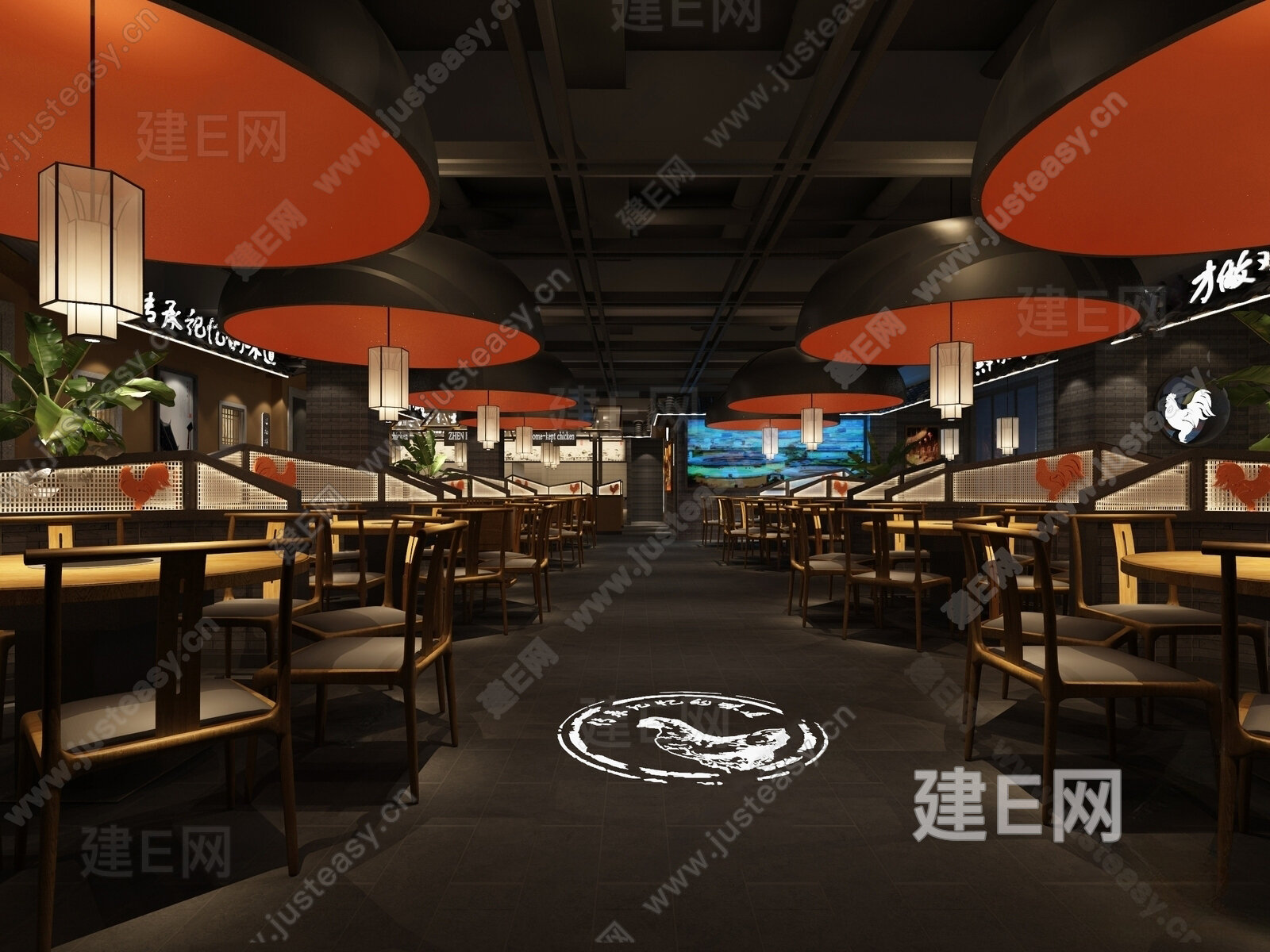 新中式火锅店模型SU模型下载[ID:101600821]_建e网su模型