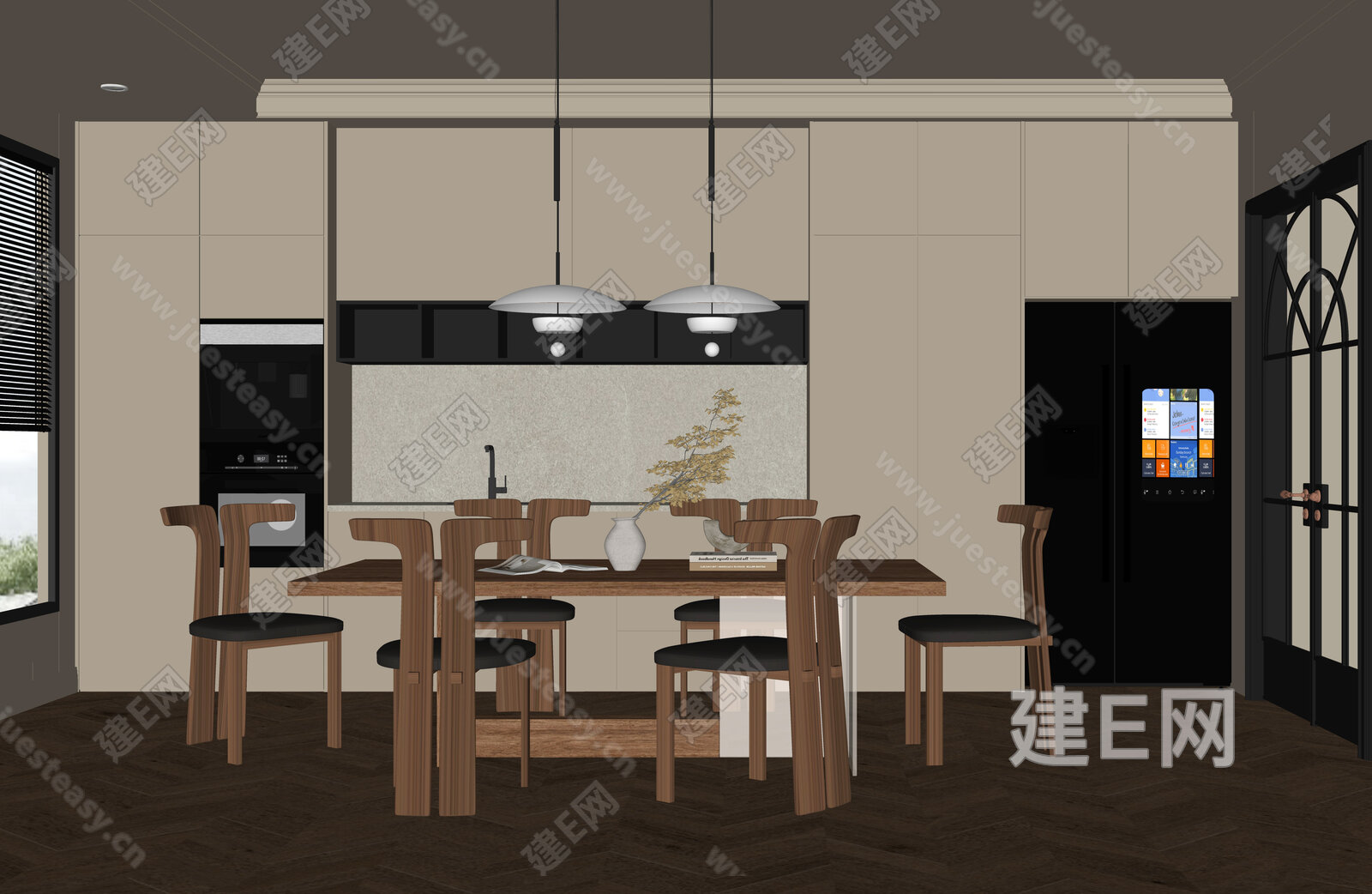 现代餐厅模型SU模型下载[ID:102125227]_建e网su模型
