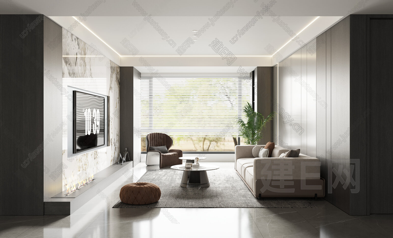 现代客厅模型SU模型下载[ID:101928497]_建e网su模型