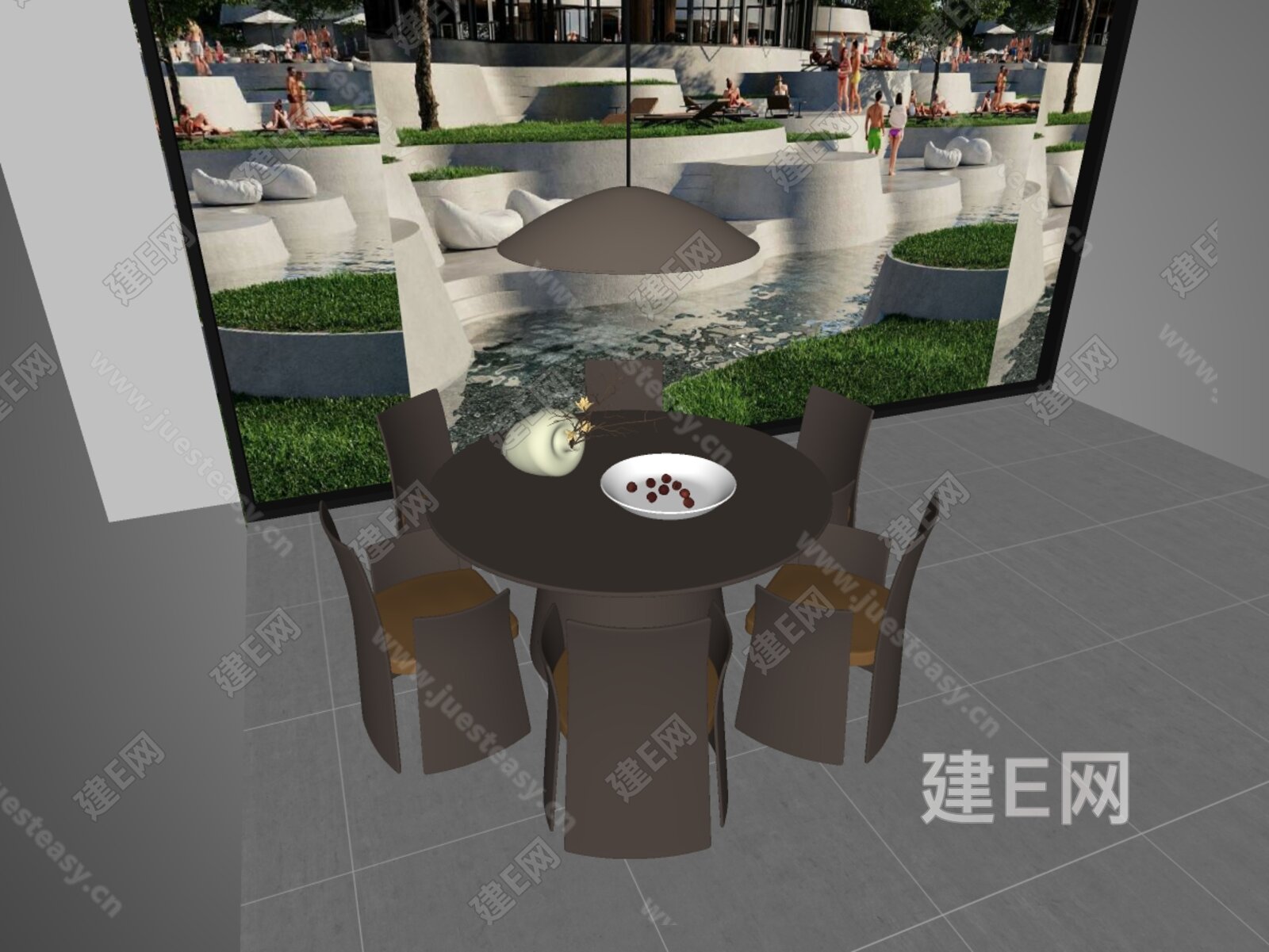 OPS观致设计 现代餐桌椅模型SU模型下载[ID:102584024]_建e网su模型