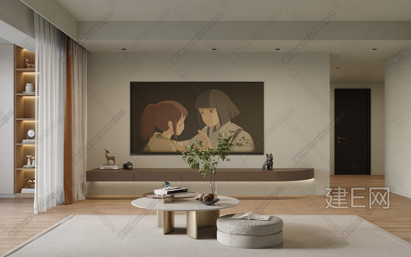 【现代奶油客厅3d模型】建e网_现代奶油客厅3d模型下载[ID:116282975]_打造3d现代奶油客厅模型免费下载平台