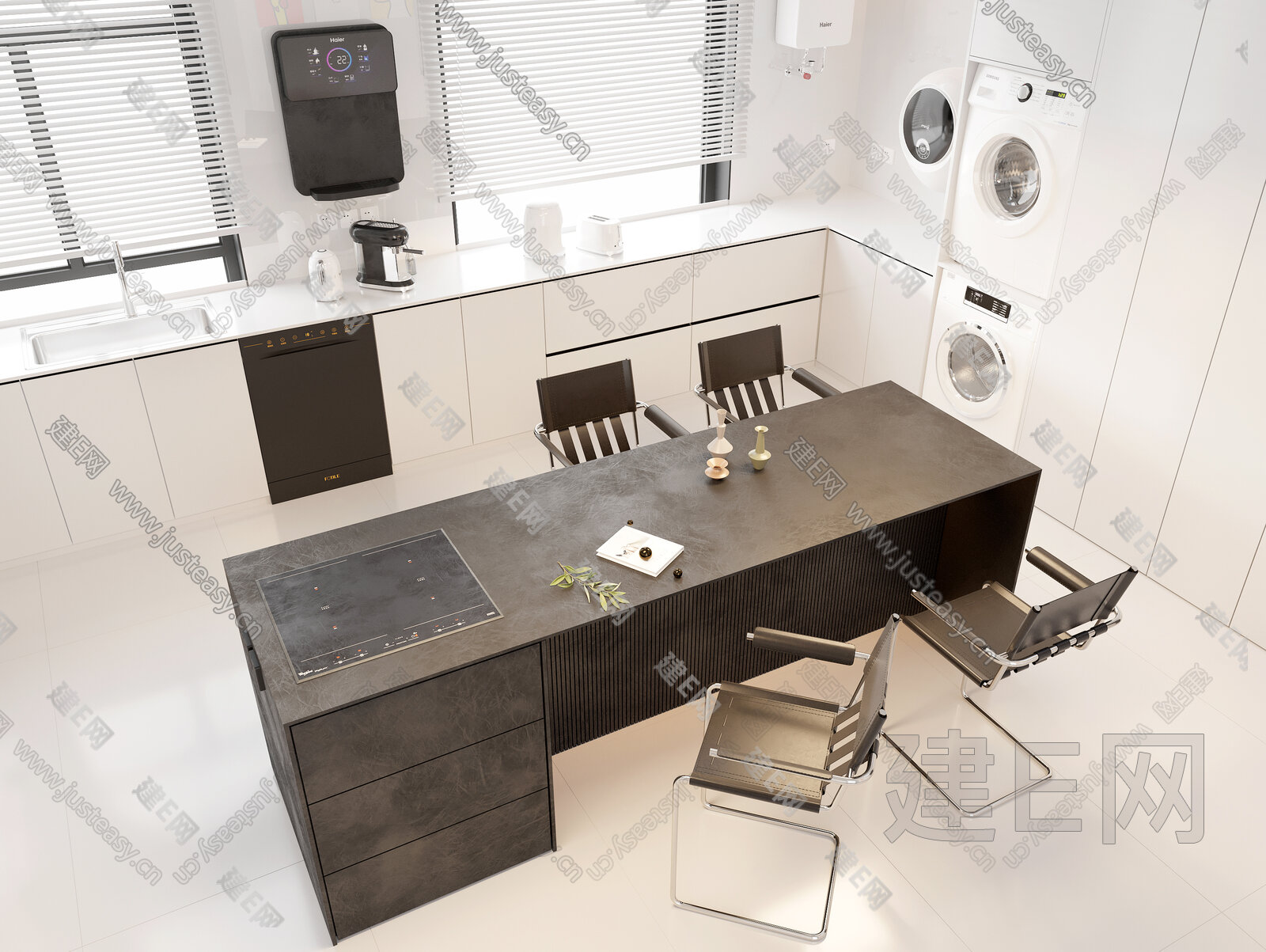现代厨房模型SU模型下载[ID:103239284]_建e网su模型