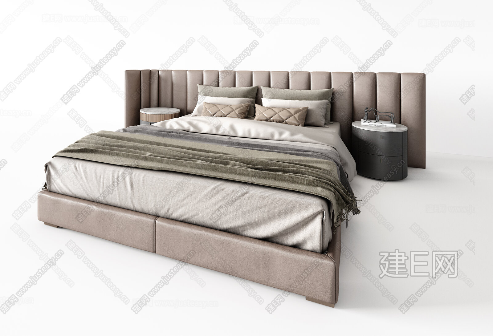 Minotti 米洛提现代双人床组合模型SU模型下载[ID:102911508]_建E室内设计网