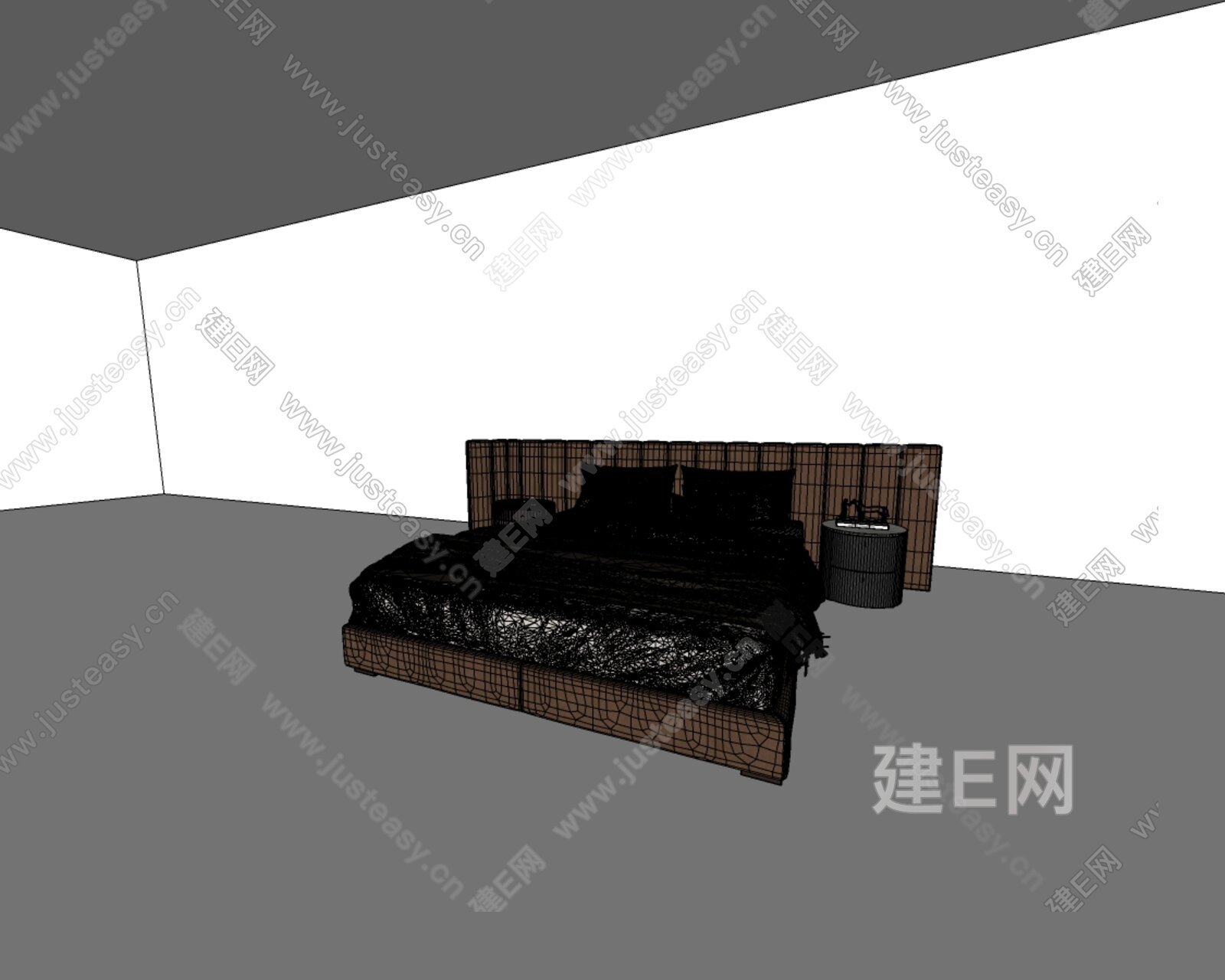 Minotti 米洛提现代双人床组合模型SU模型下载[ID:102911508]_建E室内设计网