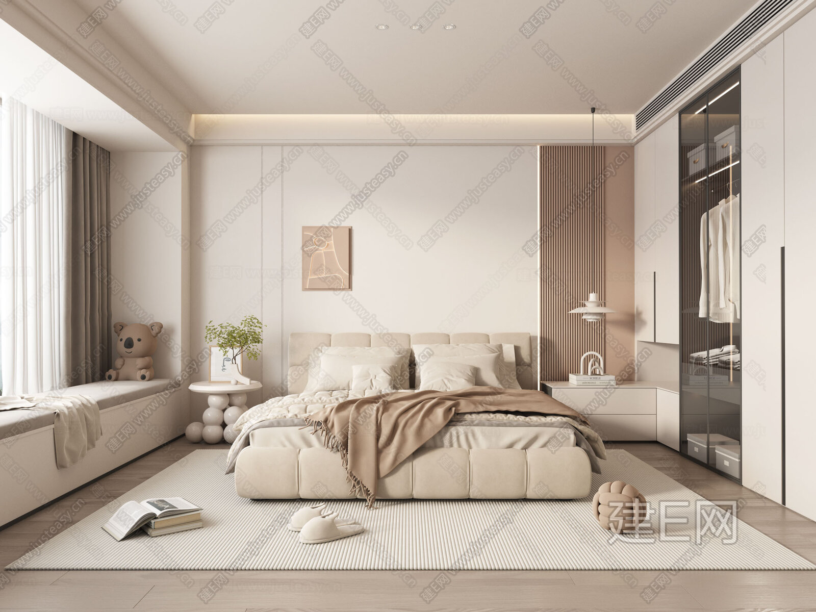 现代卧室3d模型下载[ID:116872914]_建e网3d模型