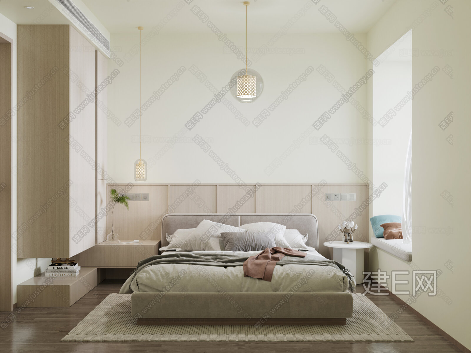 现代次卧模型SU模型下载[ID:104746509]_建E室内设计网