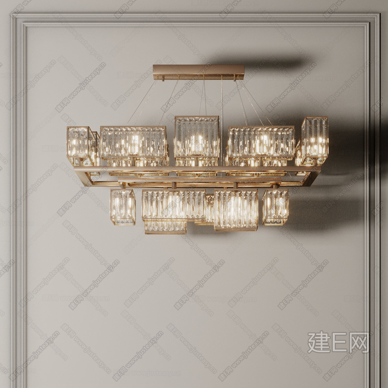 现代水晶吊灯模型SU模型下载[ID:104615566]_建e网su模型