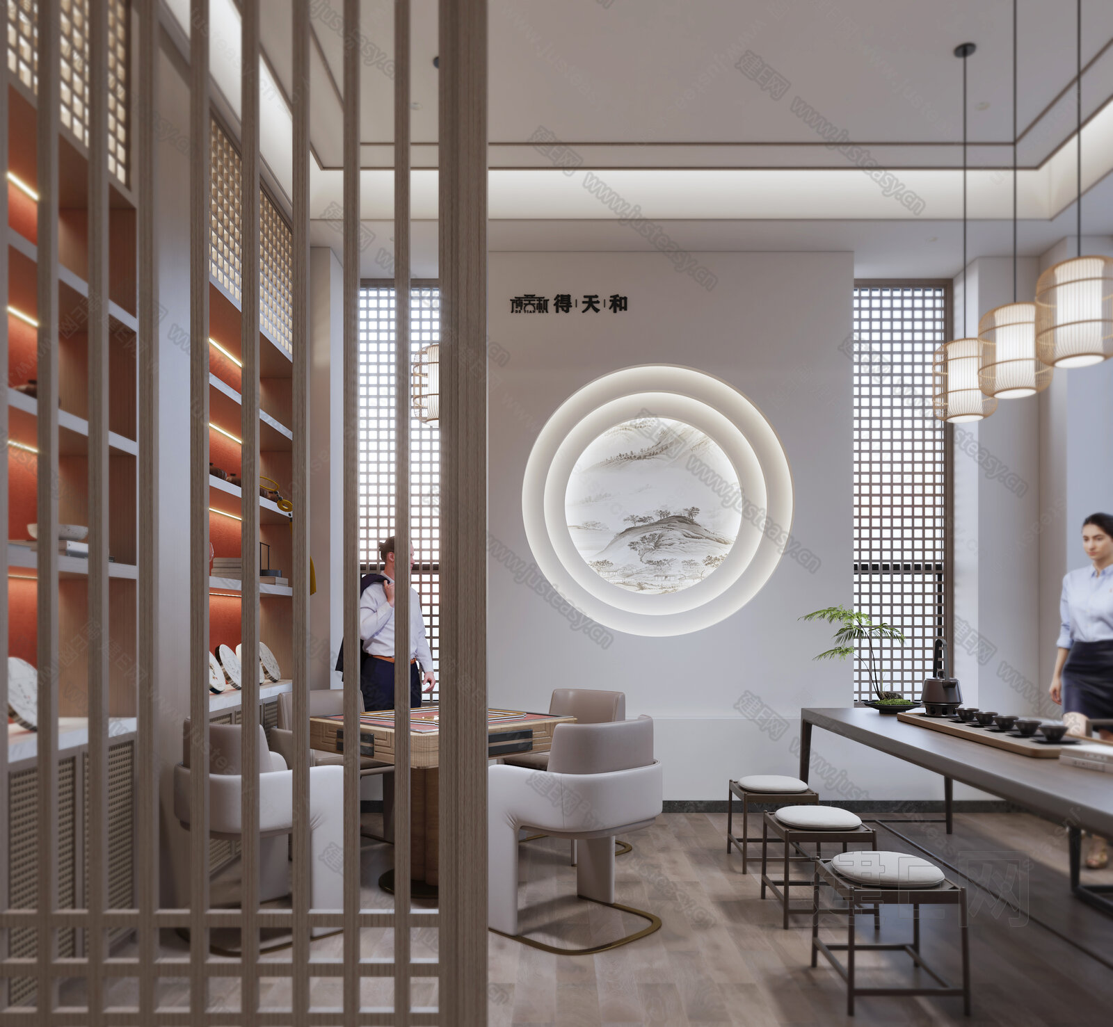 新中式茶馆棋牌室包间3d模型下载[ID:117266007]_建e网3d模型