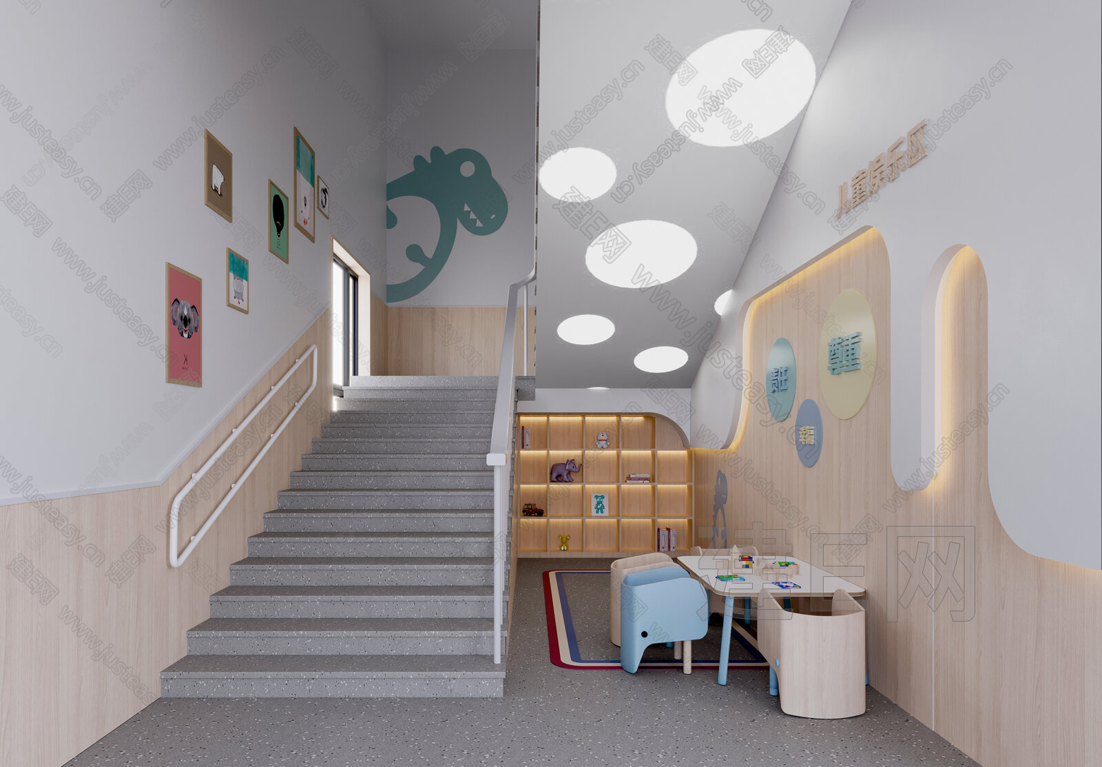 幼儿园楼梯间设计效果图 – 设计本装修效果图