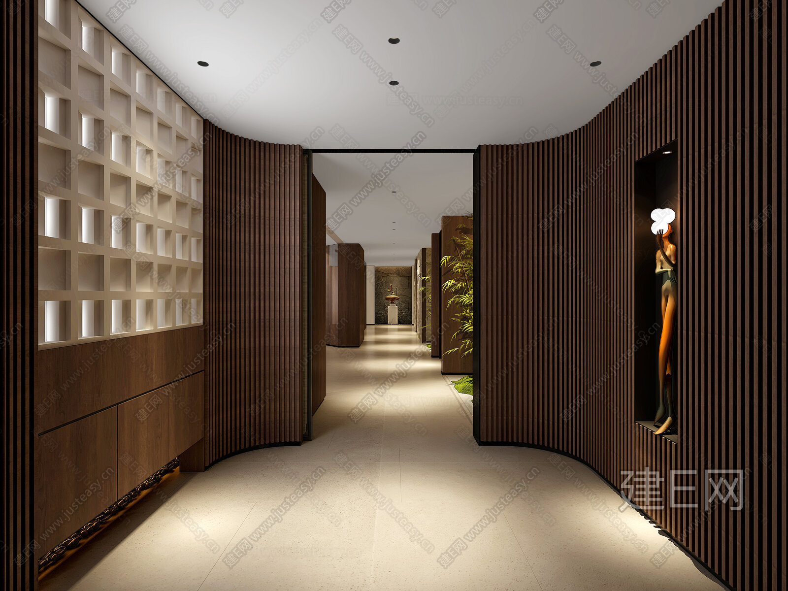 现代过道3d模型下载[ID:117331516]_建e网3d模型