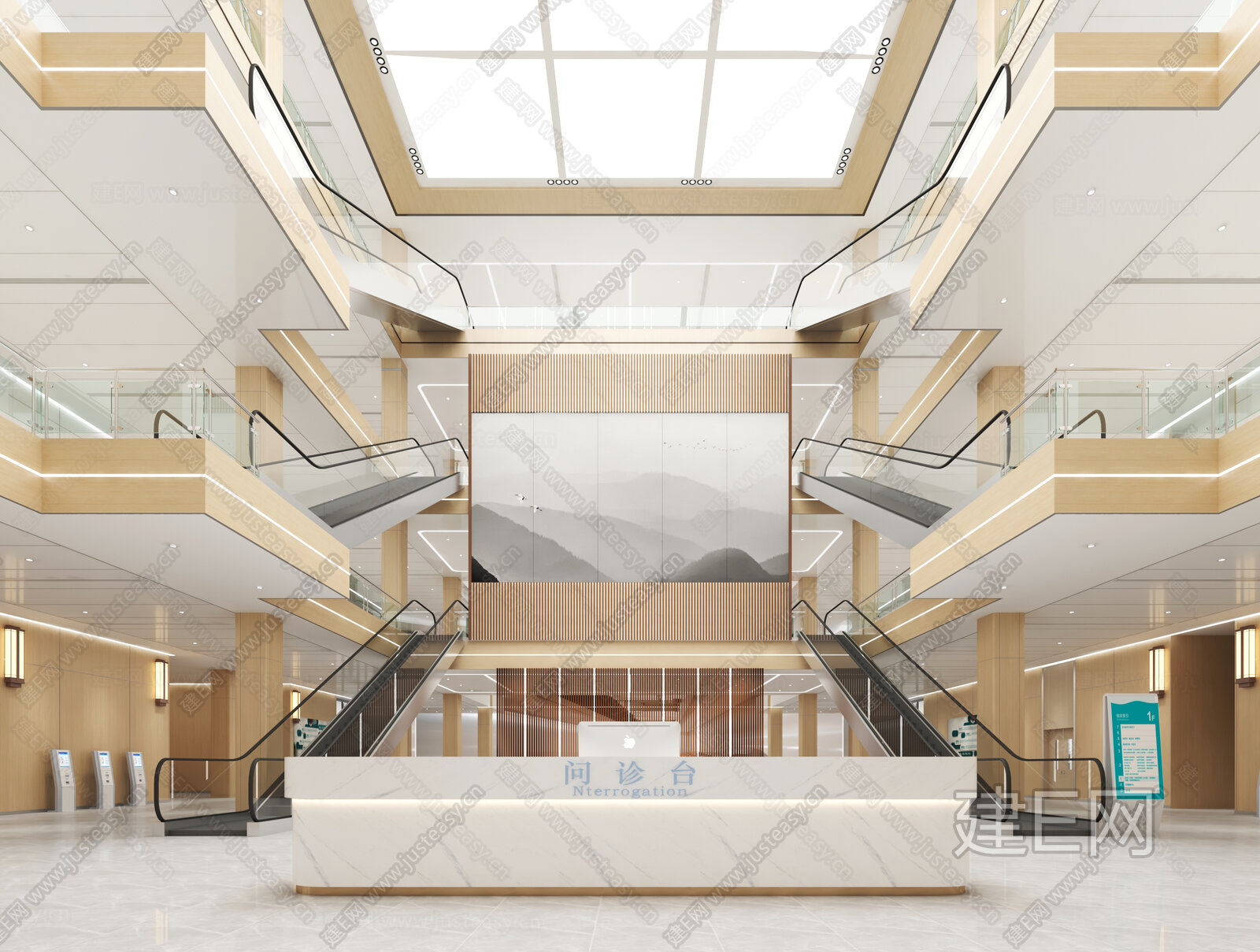 【现代医院大厅3d模型】建e网_现代医院大厅3d模型下载[ID:117331603]_打造3d现代医院大厅模型免费下载平台