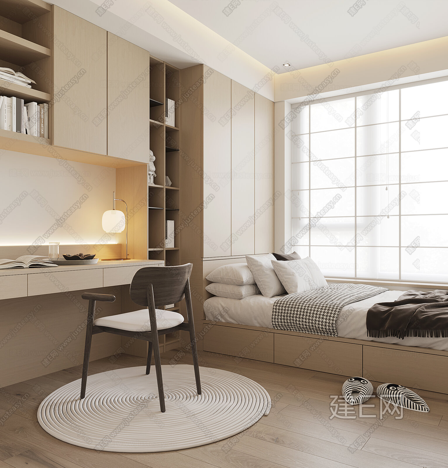 现代榻榻米卧室模型SU模型下载[ID:104681160]_建e网su模型