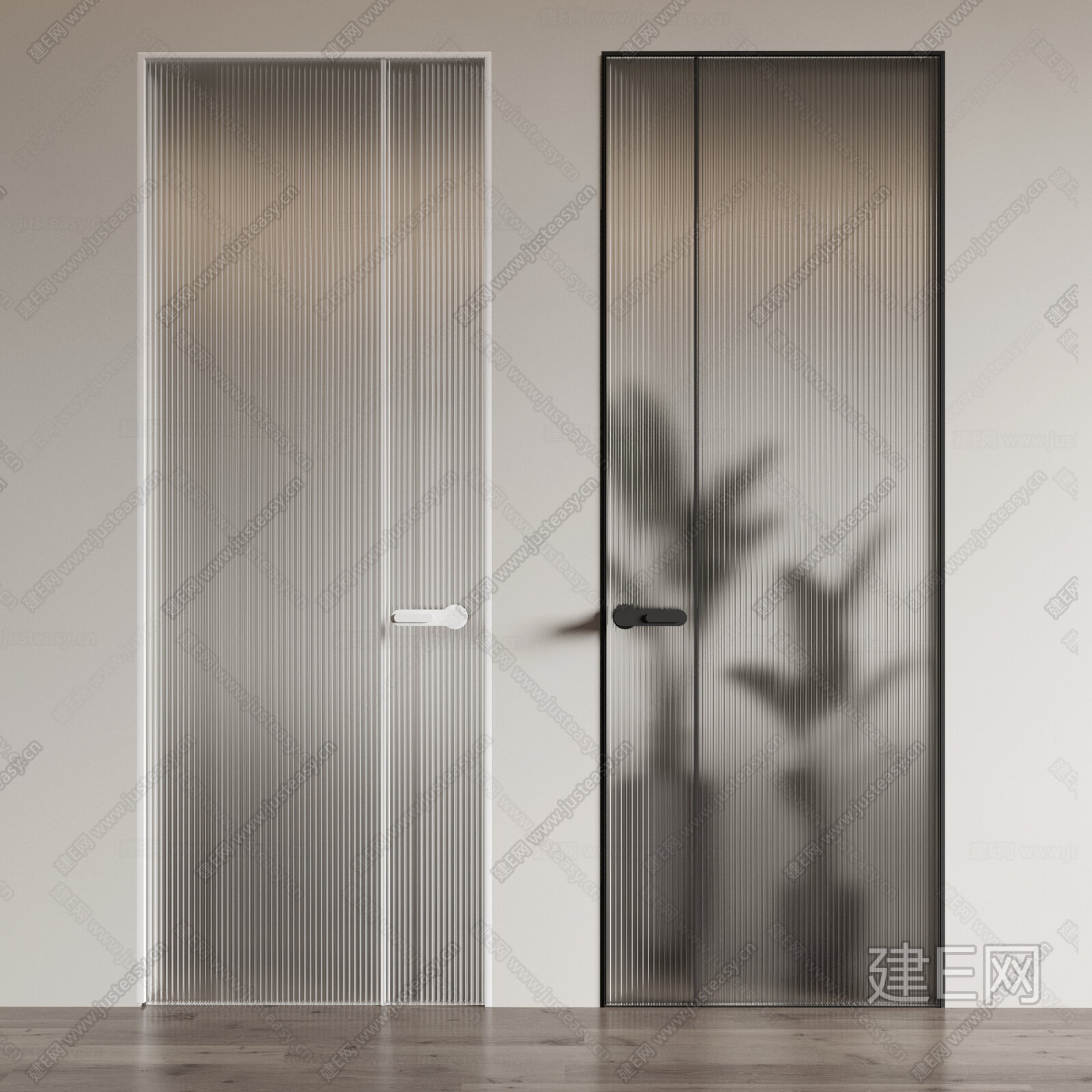 现代长虹玻璃门模型SU模型下载[ID:113725178]_建E室内设计网