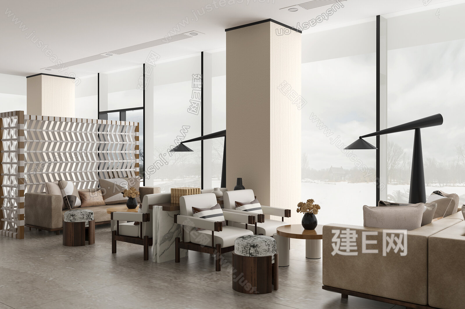 现代售楼处模型SU模型下载[ID:104615474]_建E室内设计网