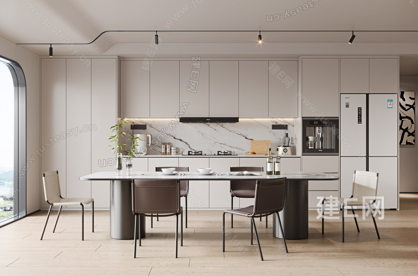 现代餐厅模型SU模型下载[ID:104746505]_建E室内设计网