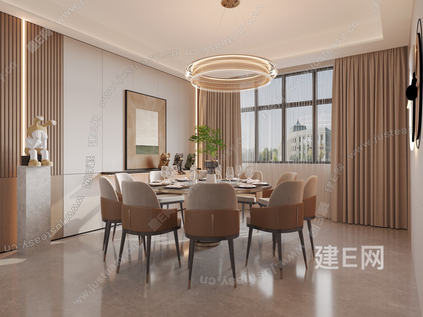 现代餐厅模型SU模型下载[ID:104549912]_建E室内设计网