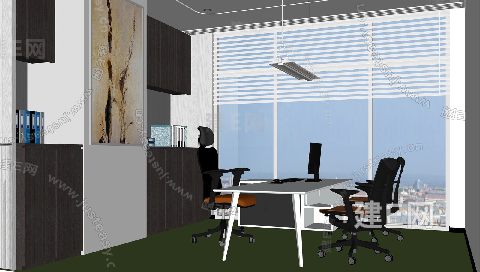 现代办公室模型SU模型下载[ID:104484411]_建E室内设计网