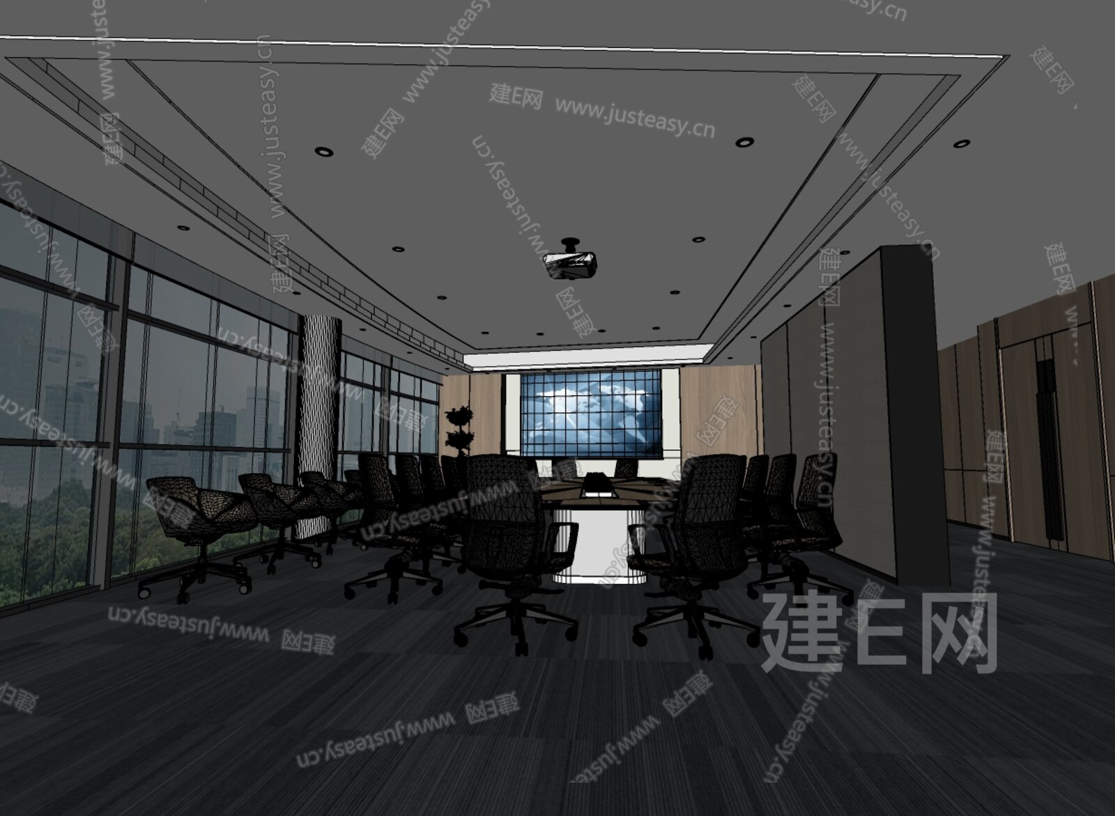 现代会议室模型SU模型下载[ID:113397279]_建e网su模型