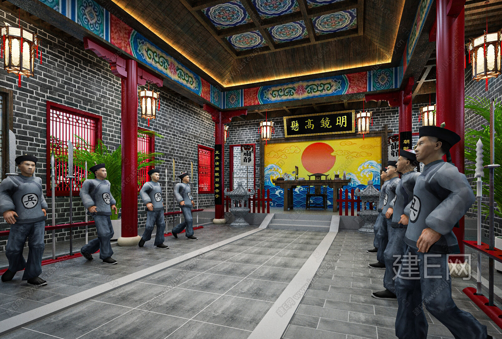 【中式衙门3d模型】建e网_中式衙门3d模型下载[ID:110581399]_打造3d中式衙门模型免费下载平台