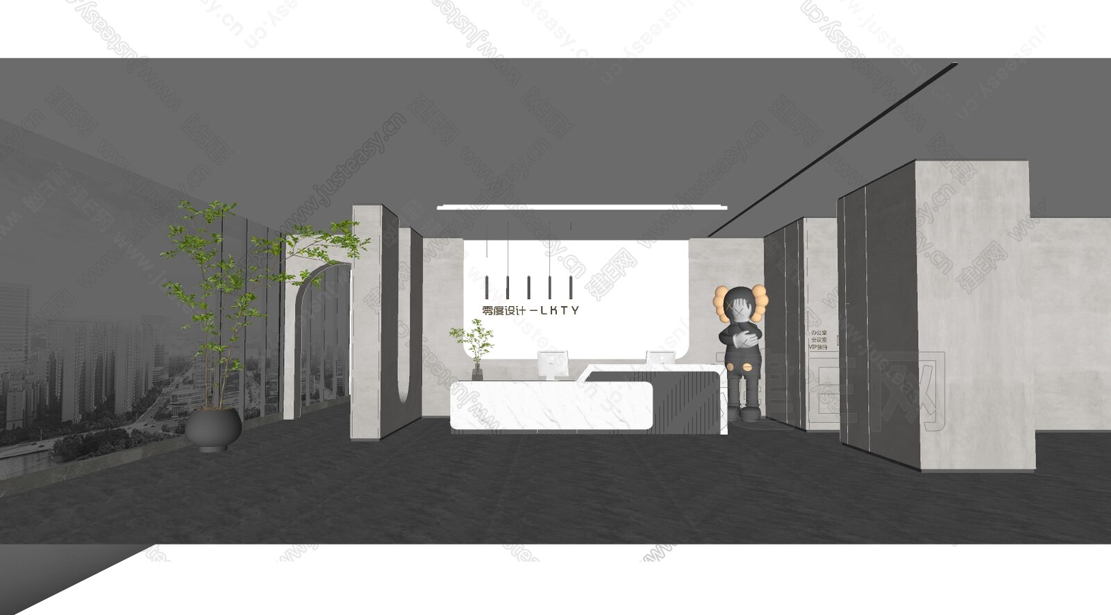 现代公司前台模型SU模型下载[ID:114707978]_建e网su模型