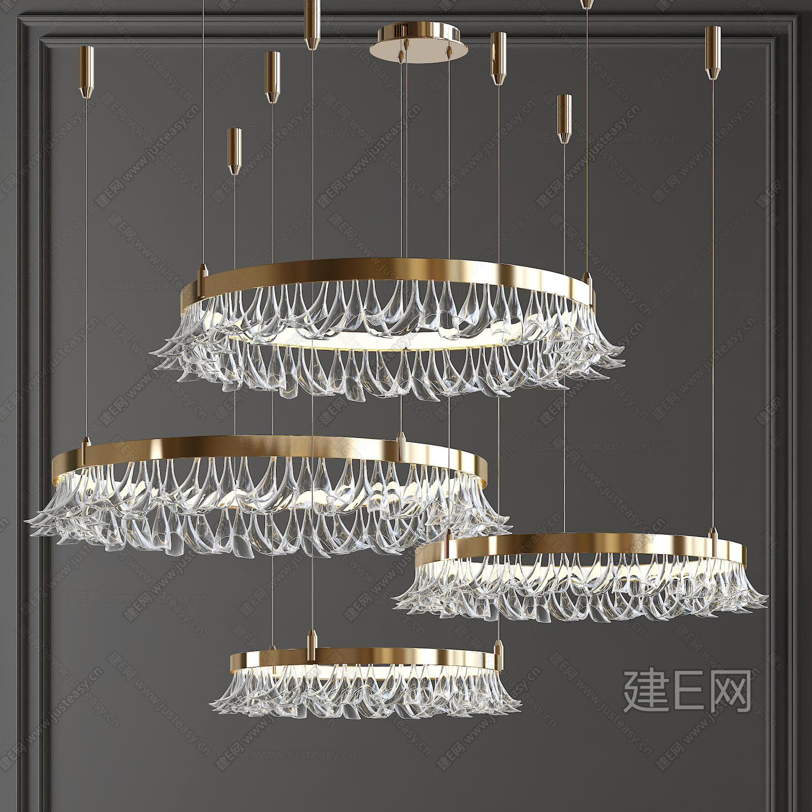 现代水晶吊灯模型SU模型下载[ID:115625630]_建e网su模型