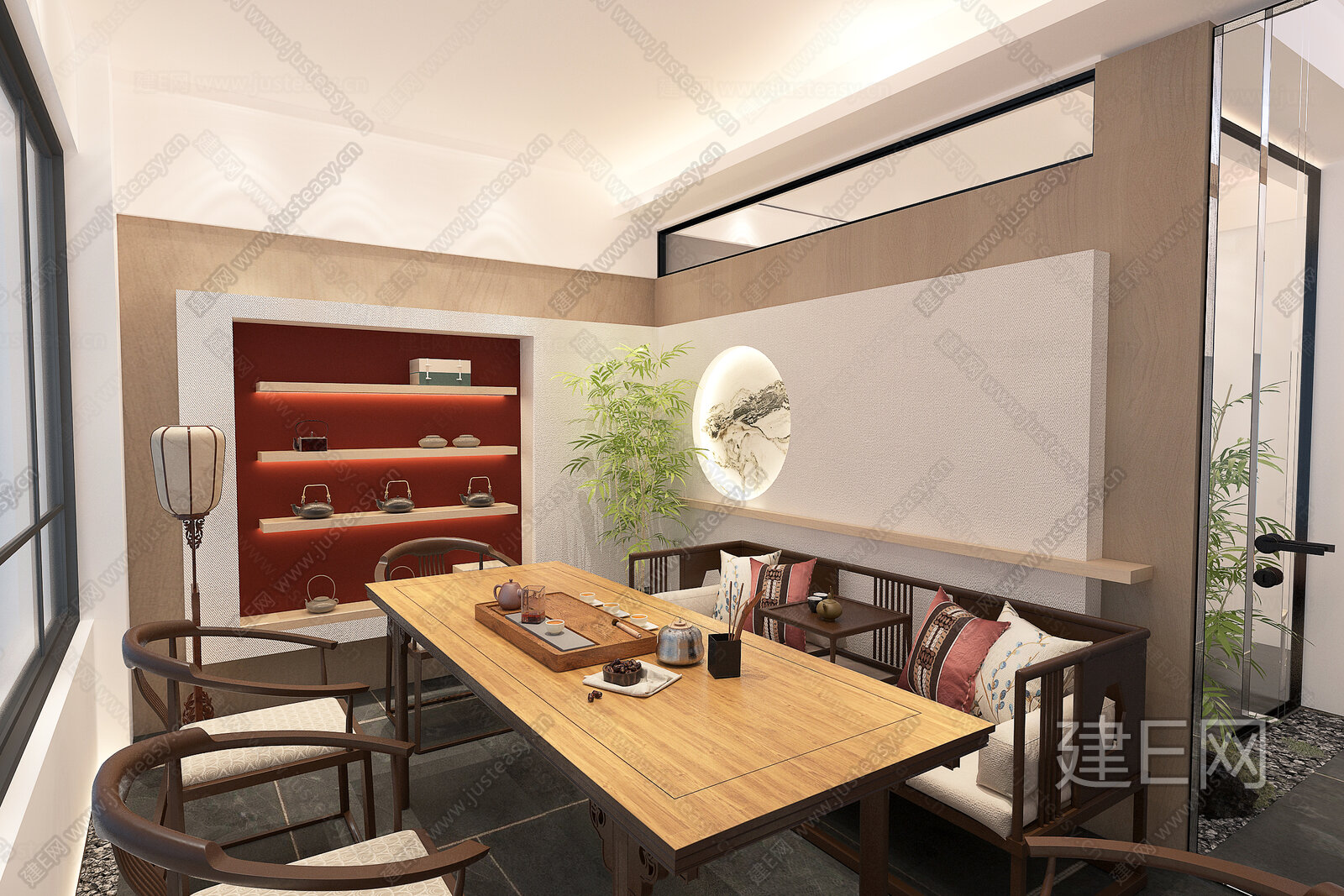 【新中式茶馆3d模型】建e网_新中式茶馆3d模型下载[ID:111236641]_打造3d新中式茶馆模型免费下载平台
