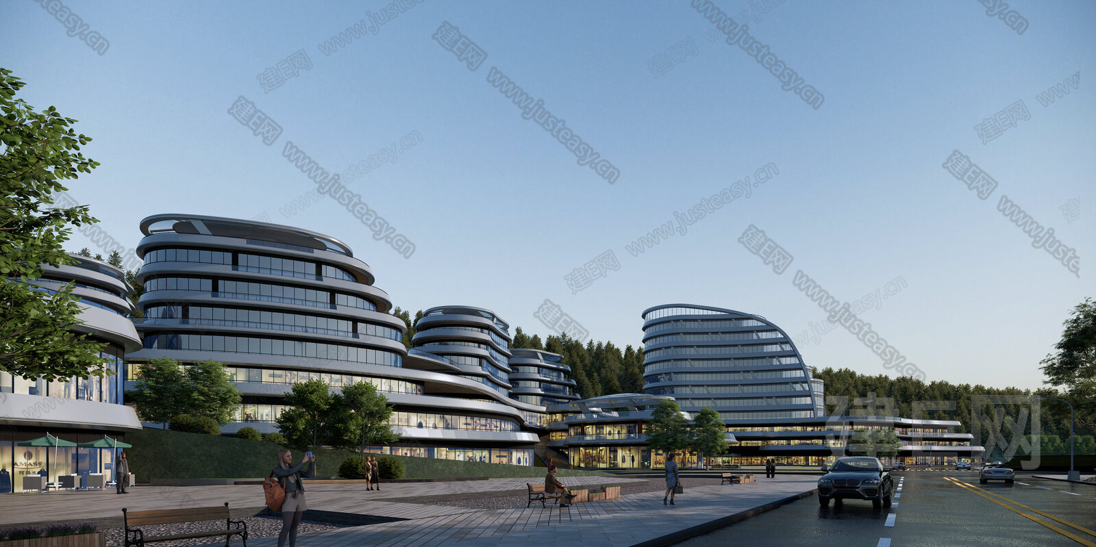 现代商业街模型SU模型下载[ID:115691216]_建e网su模型