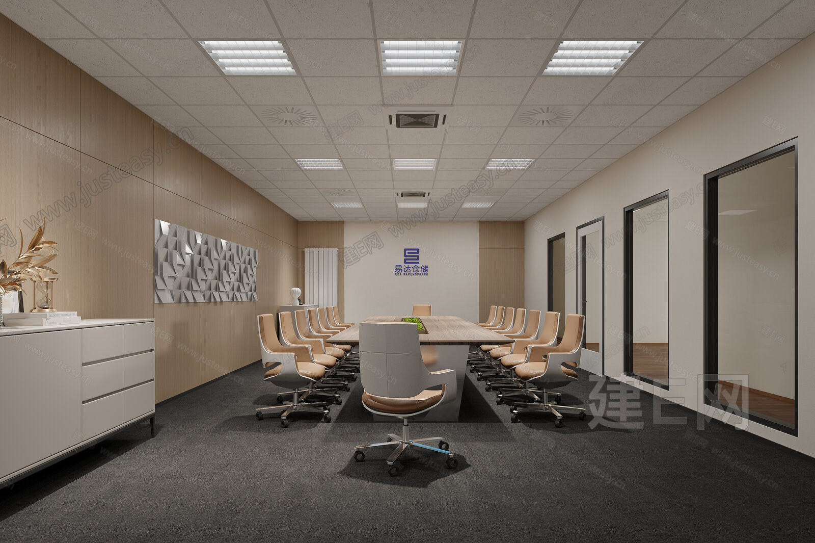 现代会议室3d模型下载[ID:111761120]_建e网3d模型