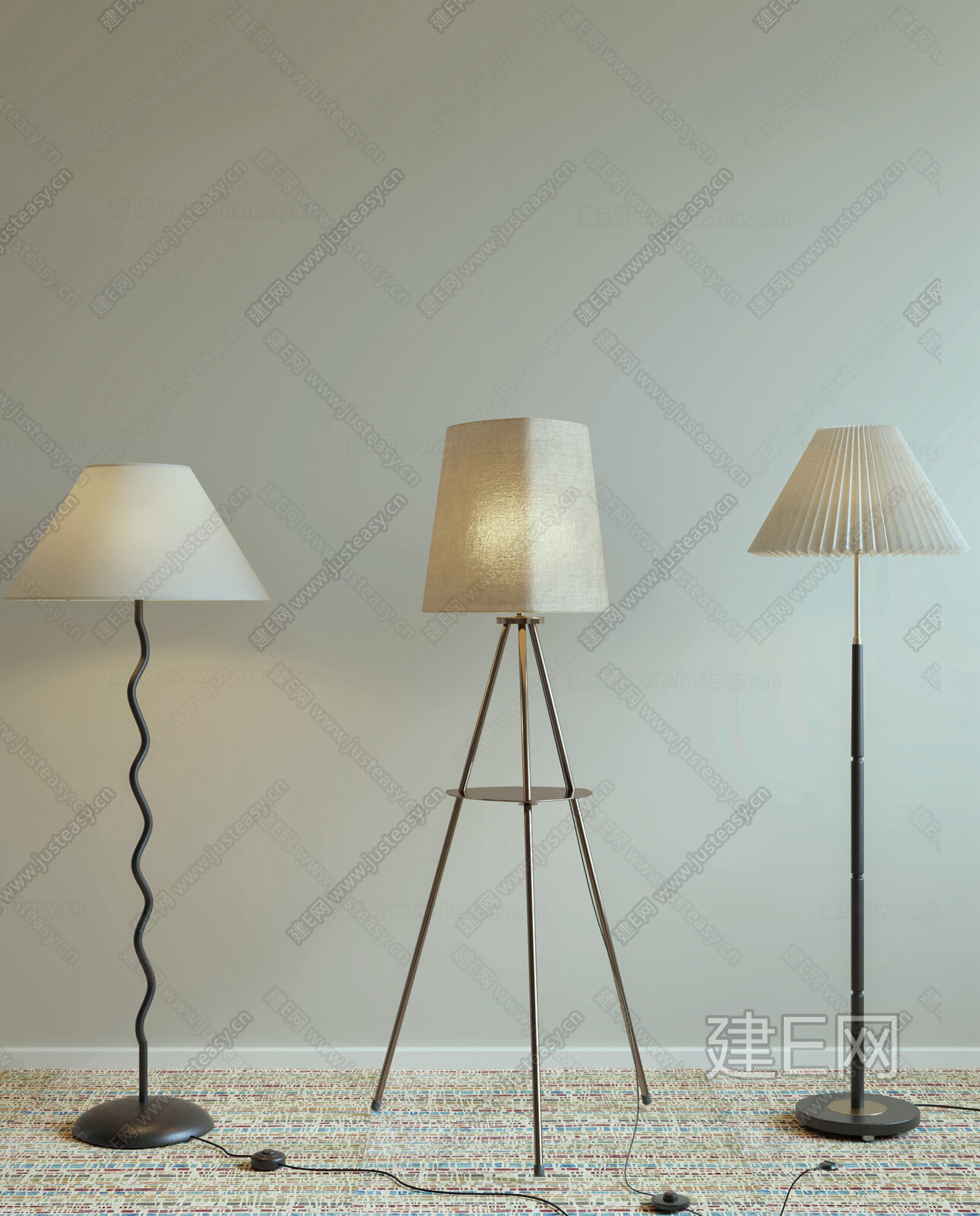现代落地灯模型SU模型下载[ID:116674241]_建E室内设计网