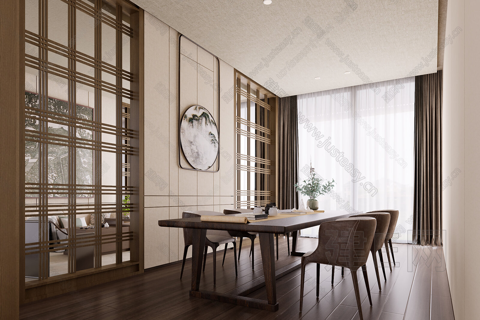 新中式餐厅模型SU模型下载[ID:116674073]_建e网su模型