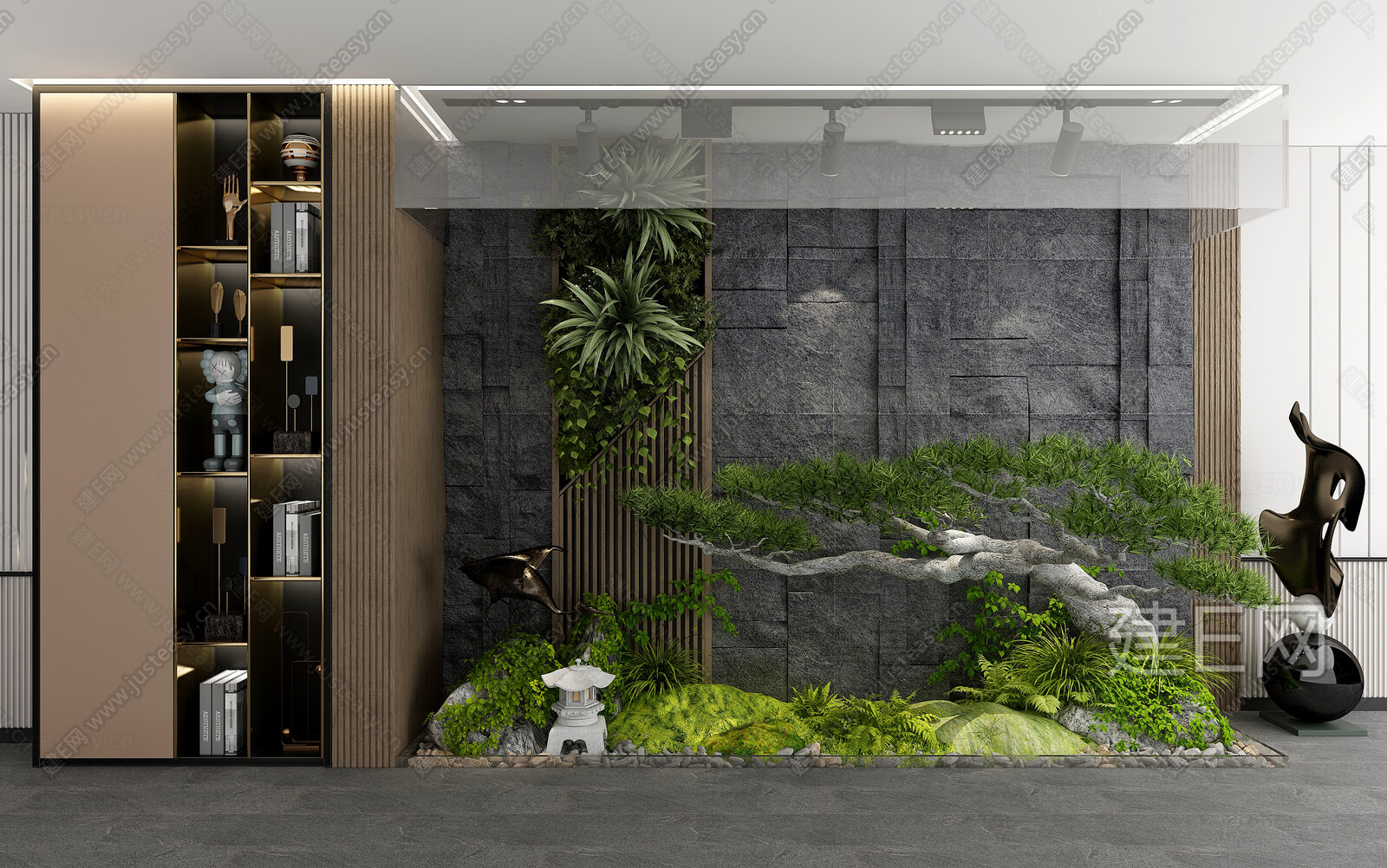 现代室内景观造景3d模型下载[ID:112350922]_建e网3d模型