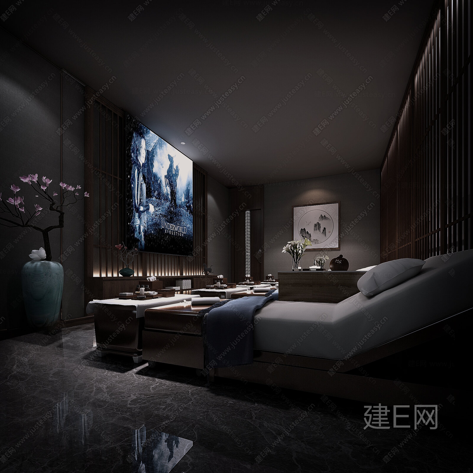 新中式洗浴中心3d模型下载[ID:112350885]_建e网3d模型