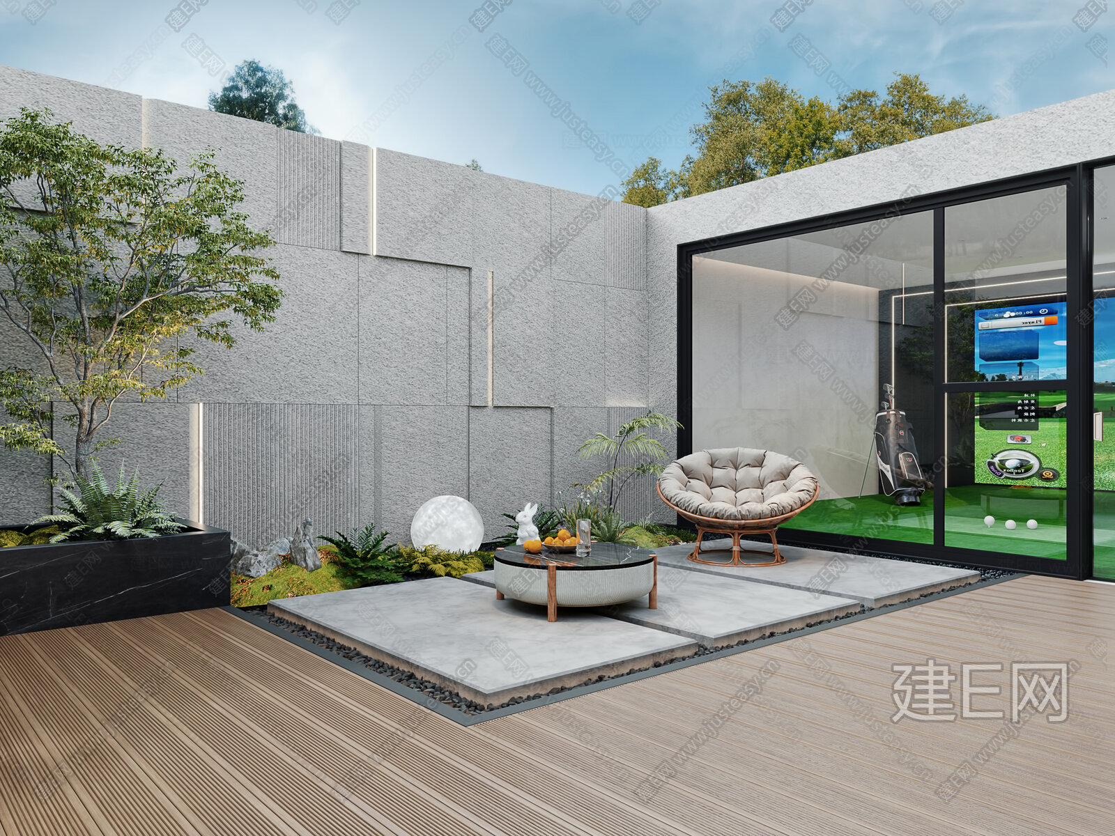 【现代露台休息区3d模型】建e网_现代露台休息区3d模型下载[ID:112744079]_打造3d现代露台休息区模型免费下载平台