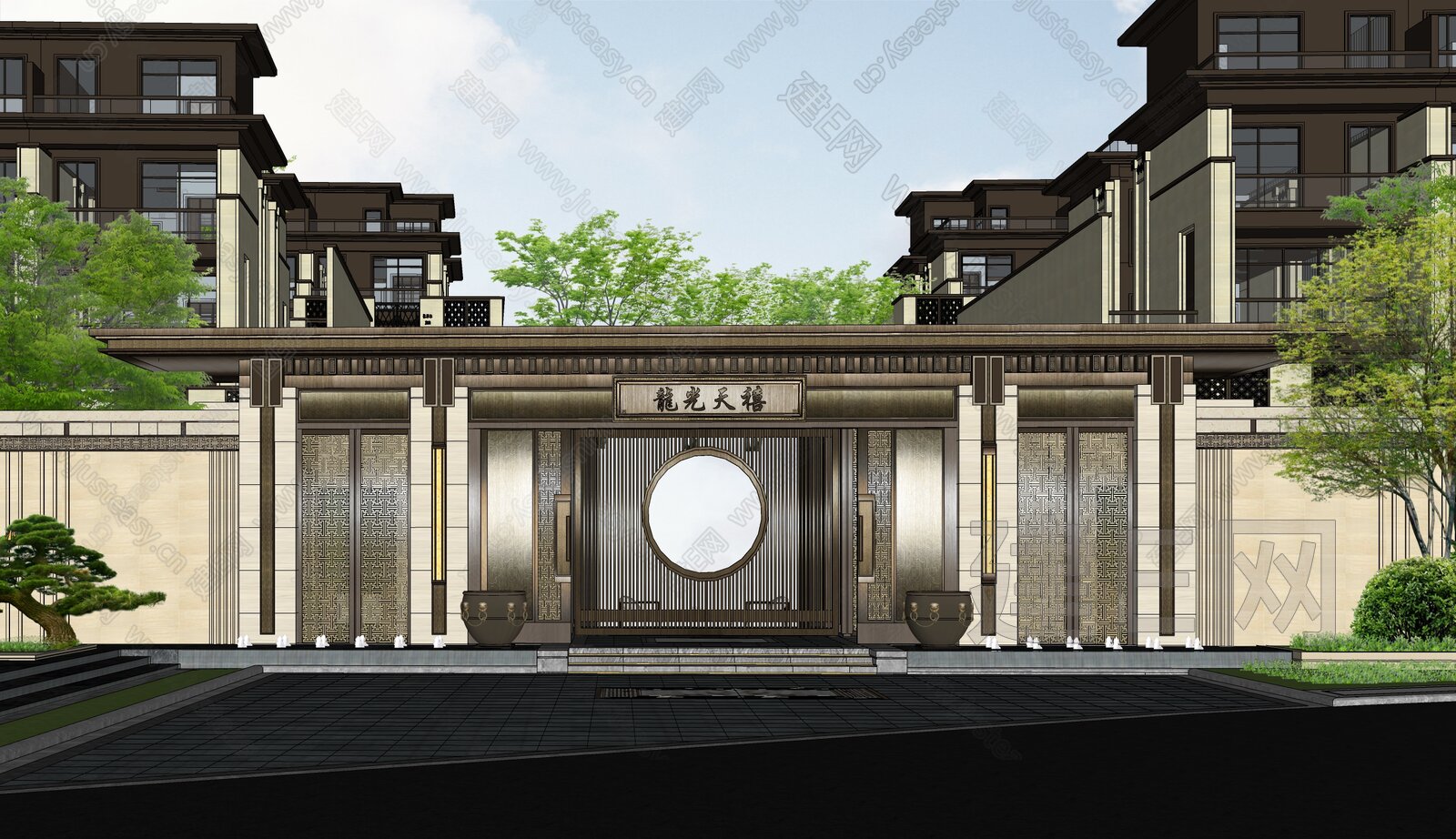 新中式别墅模型SU模型下载[ID:117198453]_建e网su模型
