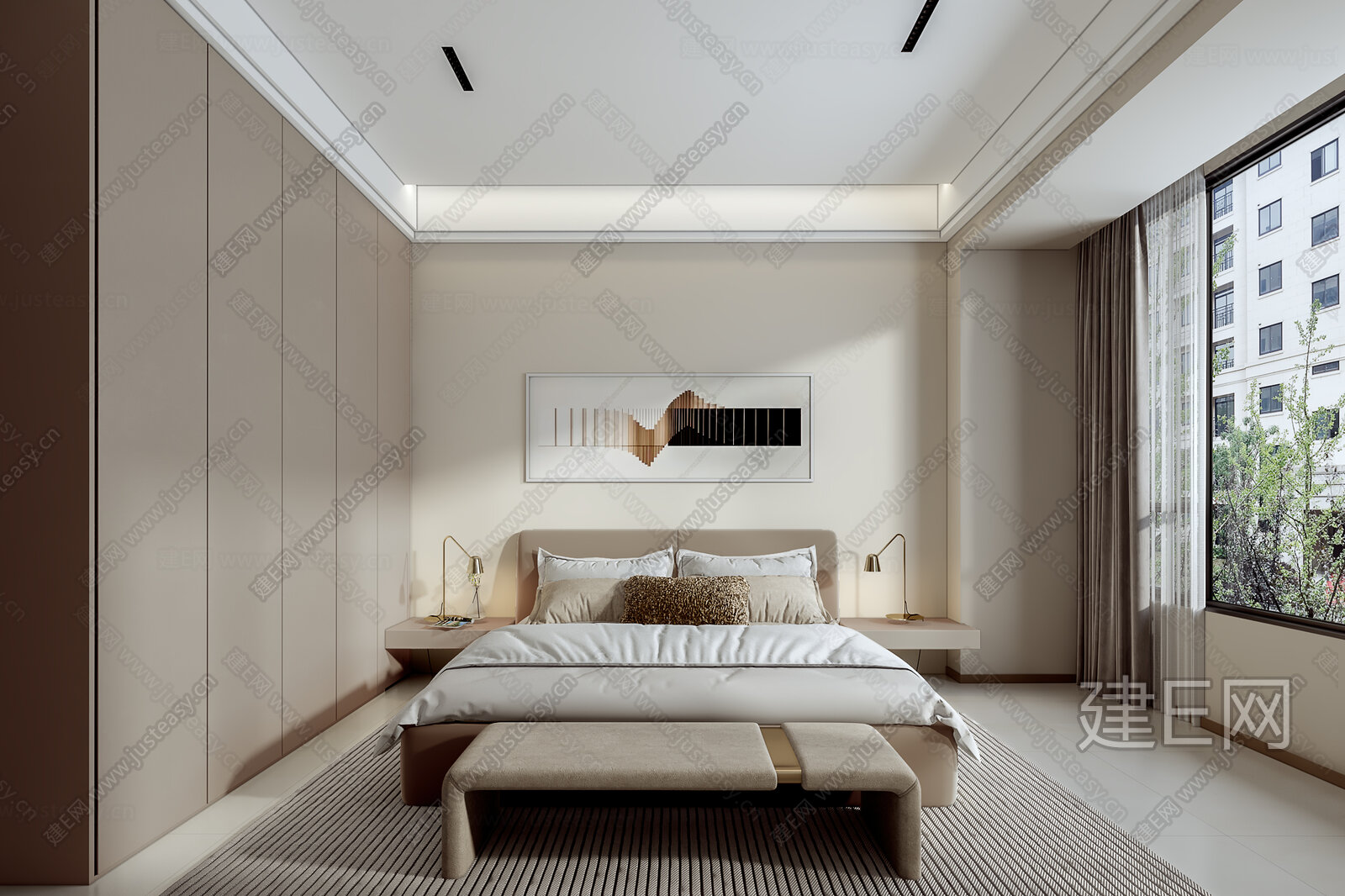 【现代卧室3d模型】建E网_现代卧室3d模型下载[ID:112875092]_打造3d现代卧室模型免费下载平台