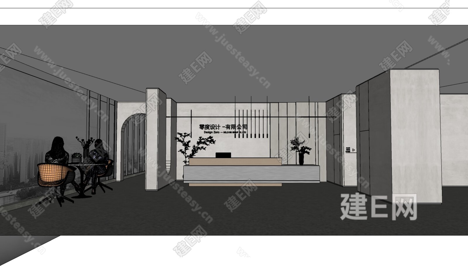 现代公司前台模型SU模型下载[ID:117132881]_建e网su模型