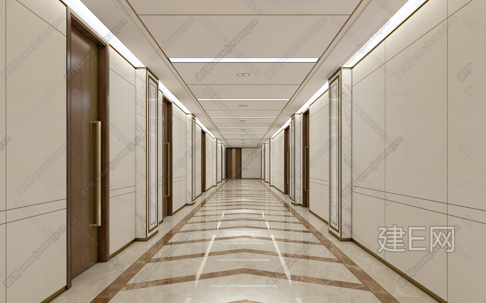 现代办公楼过道3d模型下载[ID:106256670]_建e网3d模型