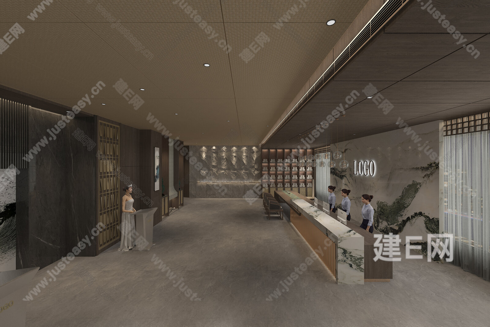 新中式洗浴中心3d模型下载[ID:106060130]_建e网3d模型
