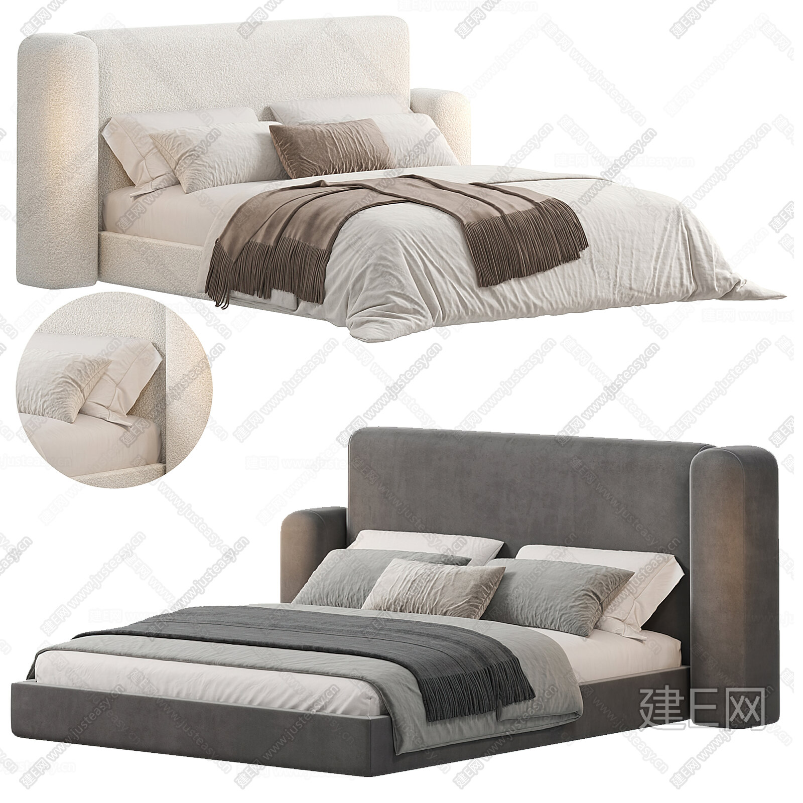 MISSANA 现代双人床模型SU模型下载[ID:111037995]_建E室内设计网