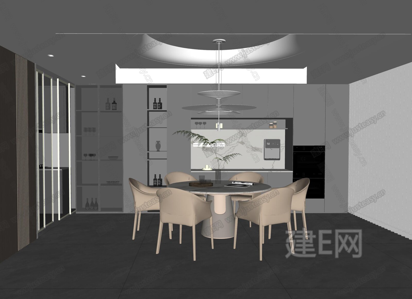现代餐厅 模型SU模型下载[ID:110120538]_建e网su模型