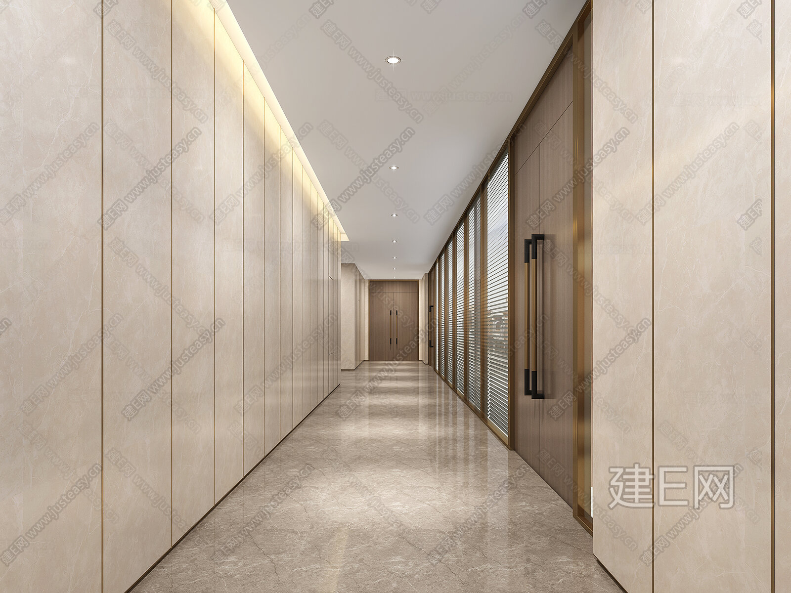 现代办公室过道3d模型下载[ID:106650106]_建e网3d模型