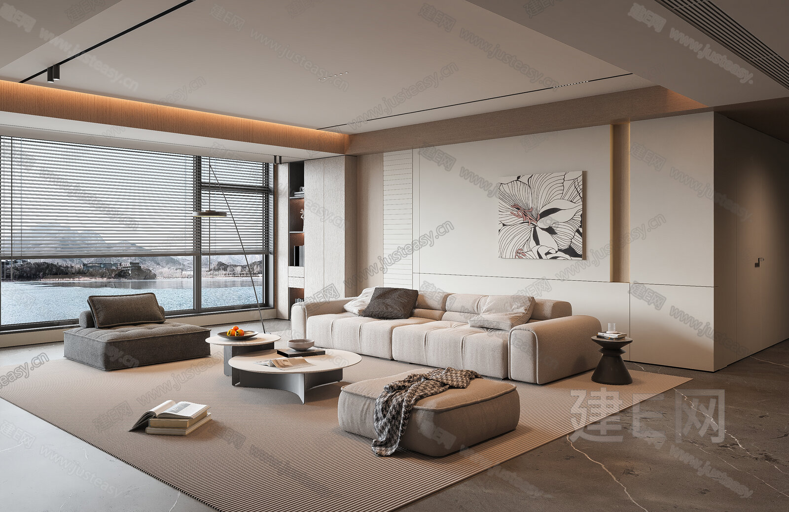现代客厅模型SU模型下载[ID:111038057]_建e网su模型