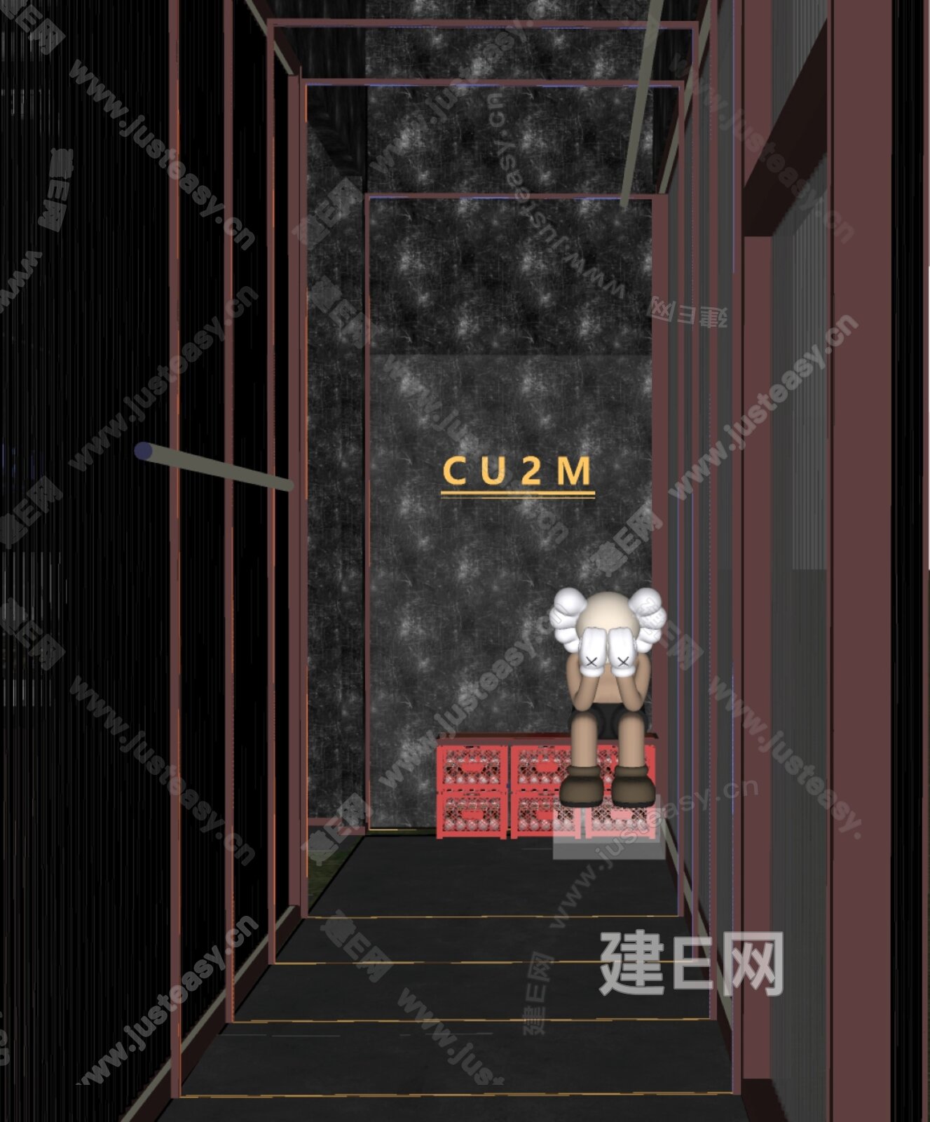 现代KTV走廊过道模型SU模型下载[ID:110644876]_建e网su模型