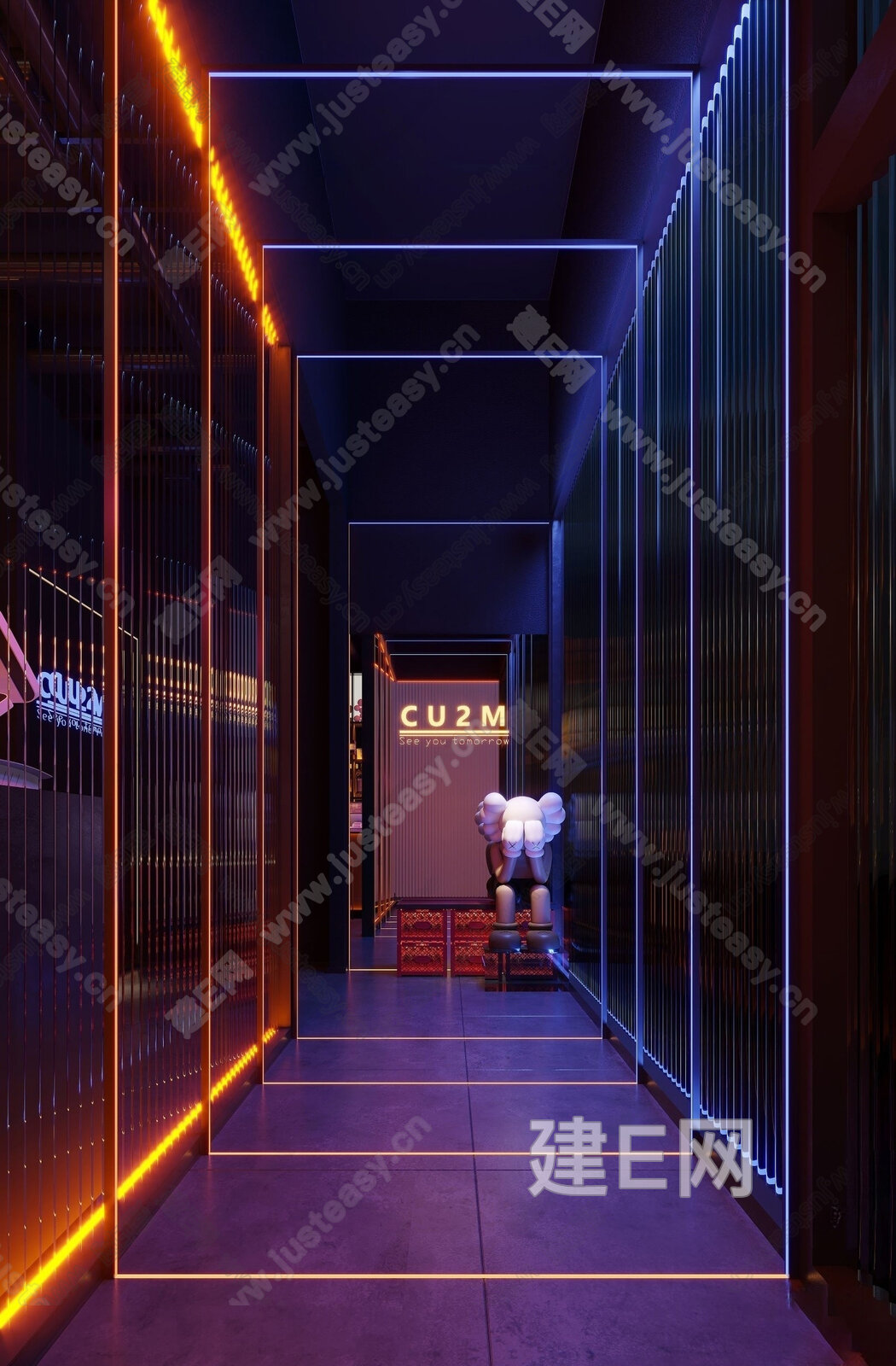 现代KTV走廊过道模型SU模型下载[ID:110644876]_建e网su模型