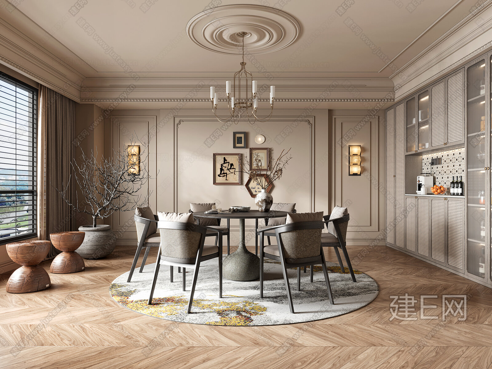 法式中古风餐厅3d模型下载[ID:107370948]_建e网3d模型
