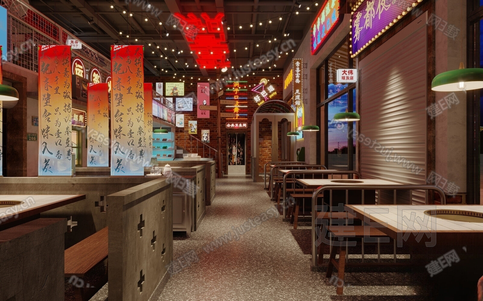 新中式火锅店模型SU模型下载[ID:111496828]_建e网su模型