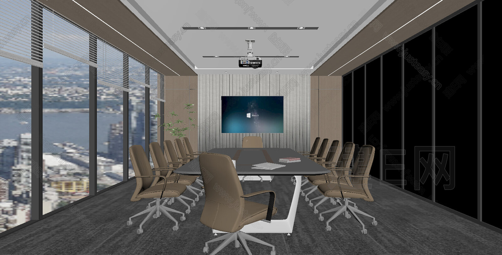 现代会议室模型SU模型下载[ID:111169086]_建E室内设计网