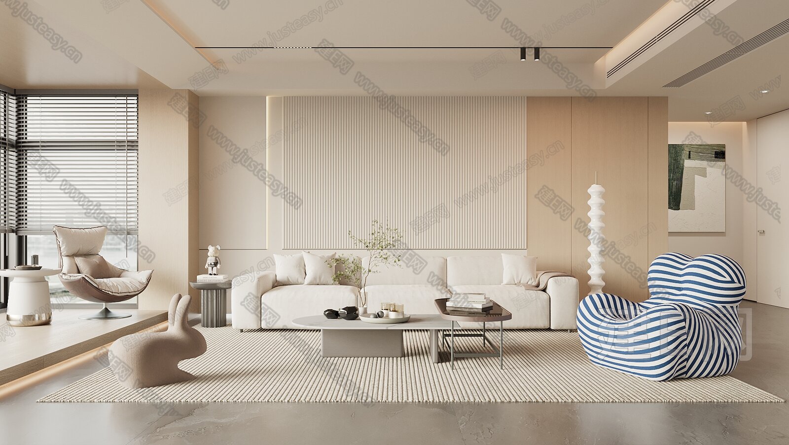 【现代奶油风客厅3d模型】建e网_现代奶油风客厅3d模型下载[ID:108288333]_打造3d现代奶油风客厅模型免费下载平台